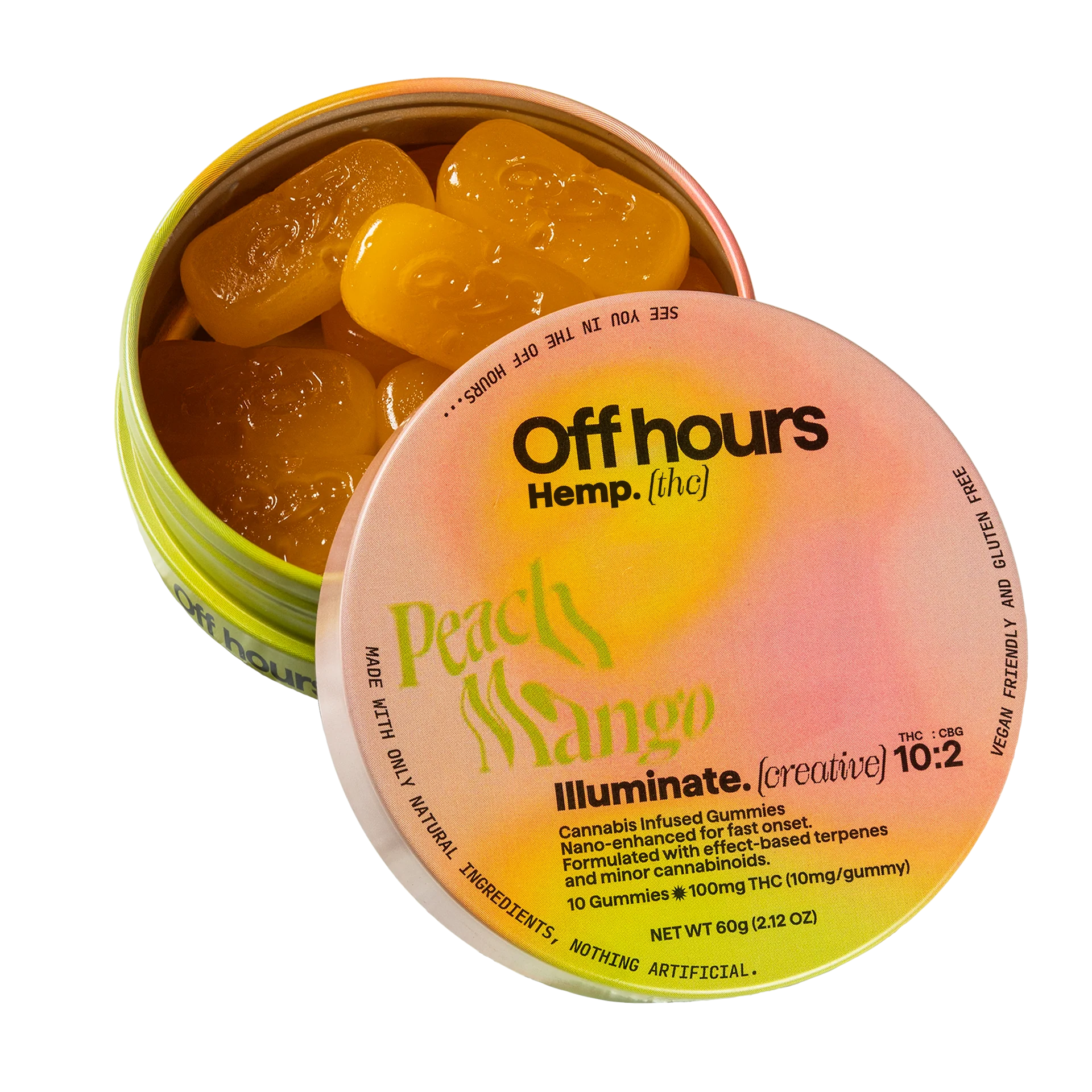 Illuminate Peach Mango Gummies - 10mg THC and 2mg CBG - Image 3